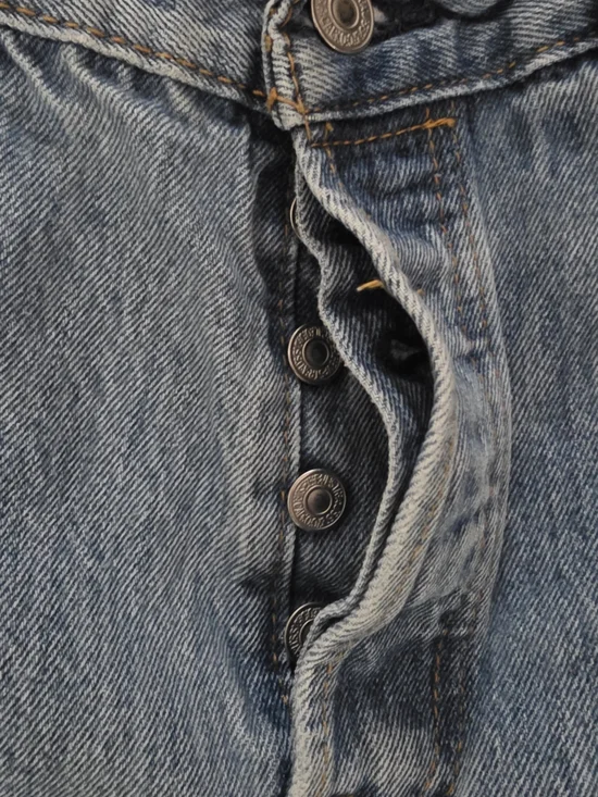 Mens Levi's 501 Button Fly Light Wash Straight Jeans 33/34 - Picture 5 of 5